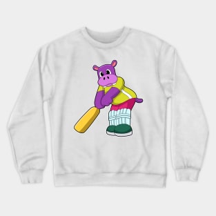 Hippo at Cricket with Cricket bat Crewneck Sweatshirt